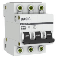Автоматический выключатель 3P 25А (C) 4,5кА ВА 47-29 Basic (mcb4729-3-25C): Автоматический выключатель